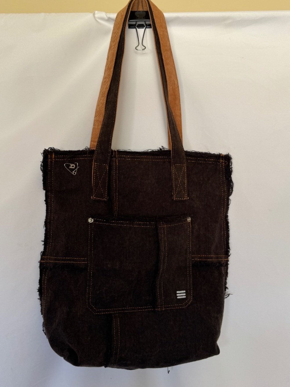 Urban Outfitters BDG Black Frayed Seam Denim Tote Bag
